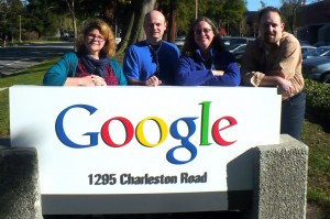 Team Evergreen standing behind the Google sign