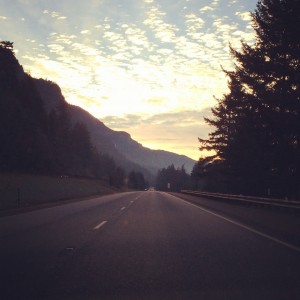 Driving towards Portland from Hood River on I-84